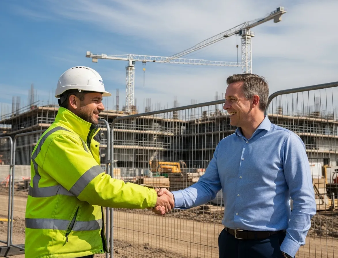Professional contractor and client handshake